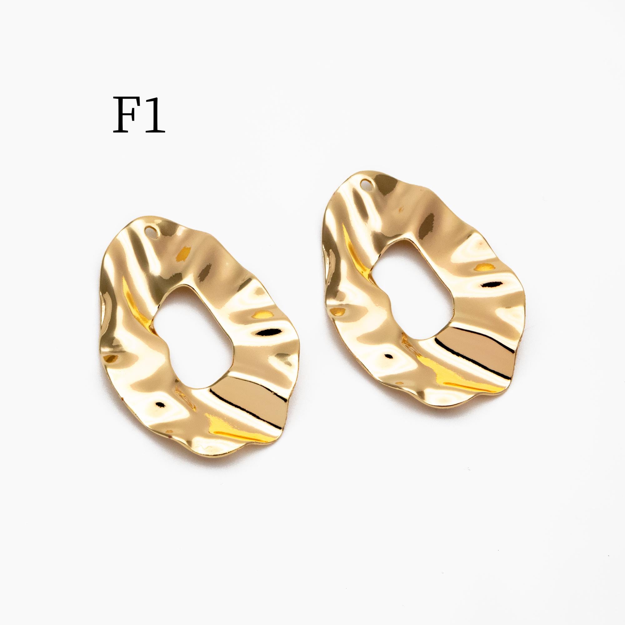 10pcs Gold/ Silver Tone Hammered Geometric Charms , Gold/ Rhodium plated Brass, Polished Earring Pendants (GB-402)